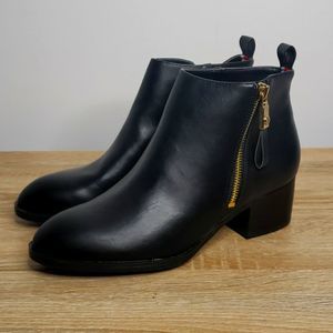 Tommy Hilfiger Womens Reiz 2 Faux Leather Stacked Booties 7.5M